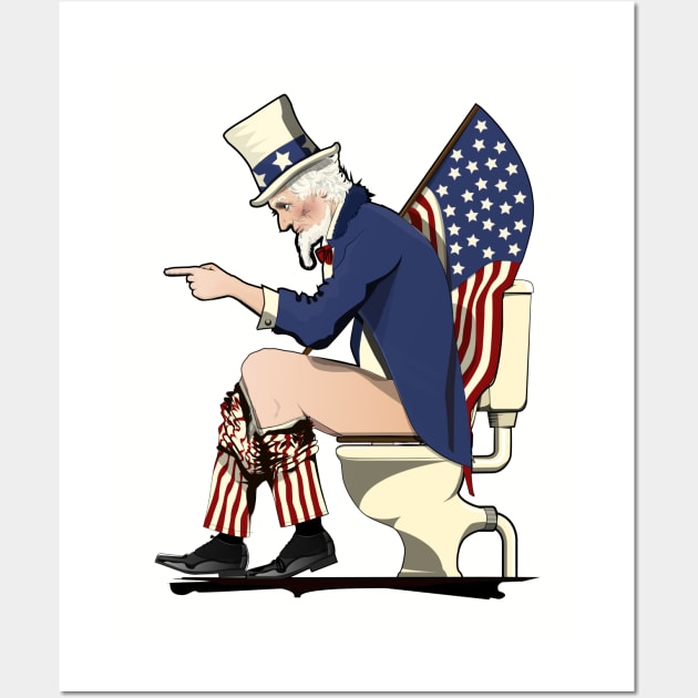 Uncle Sam on the Toilet Wall Art by InTheWashroom
